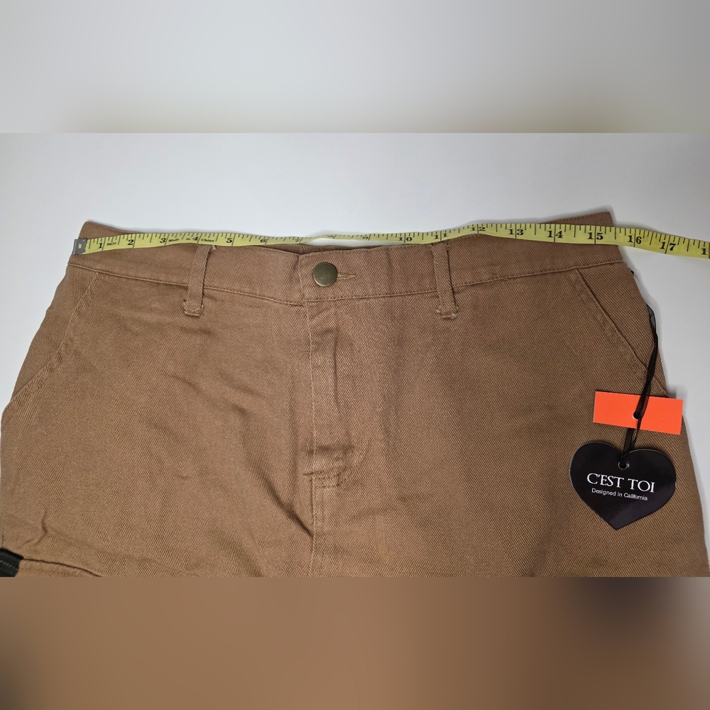 NWT C'est Toi Large Womens Cargo Khaki Mini Skirt Utility Style - Picture 8 of 10